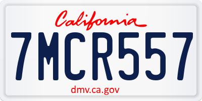 CA license plate 7MCR557