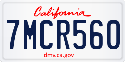 CA license plate 7MCR560