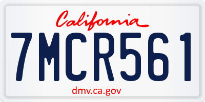 CA license plate 7MCR561