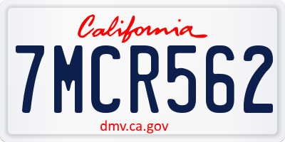 CA license plate 7MCR562