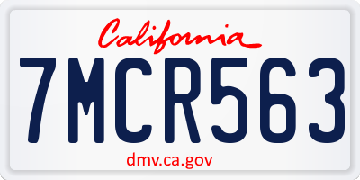 CA license plate 7MCR563