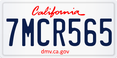CA license plate 7MCR565