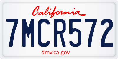 CA license plate 7MCR572
