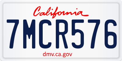 CA license plate 7MCR576