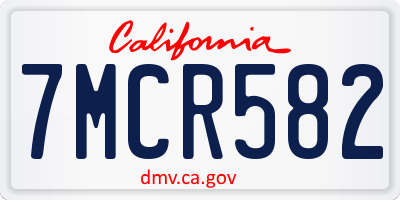 CA license plate 7MCR582