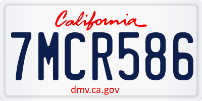 CA license plate 7MCR586