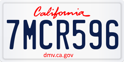 CA license plate 7MCR596