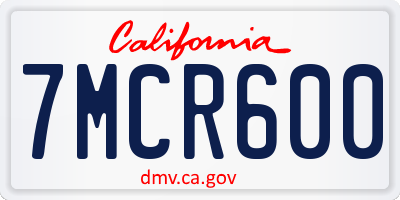 CA license plate 7MCR600