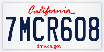 CA license plate 7MCR608