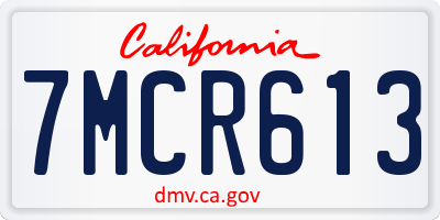 CA license plate 7MCR613