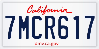 CA license plate 7MCR617