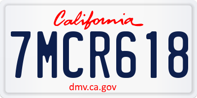 CA license plate 7MCR618