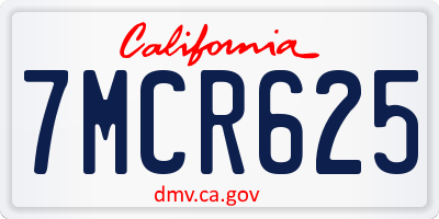 CA license plate 7MCR625