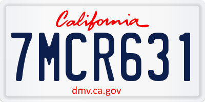 CA license plate 7MCR631