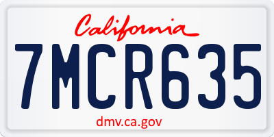 CA license plate 7MCR635
