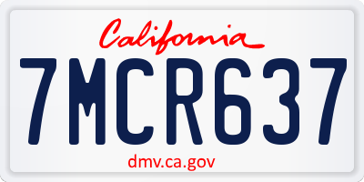 CA license plate 7MCR637