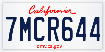 CA license plate 7MCR644