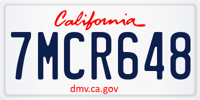 CA license plate 7MCR648