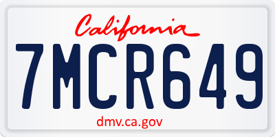 CA license plate 7MCR649