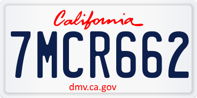 CA license plate 7MCR662