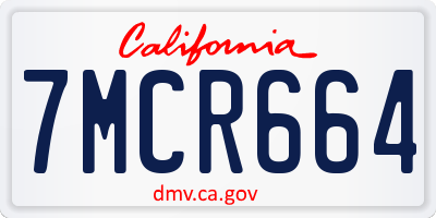 CA license plate 7MCR664