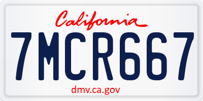 CA license plate 7MCR667
