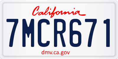 CA license plate 7MCR671