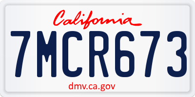CA license plate 7MCR673