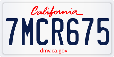 CA license plate 7MCR675