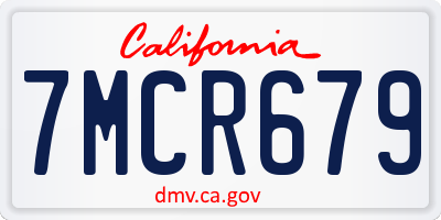CA license plate 7MCR679
