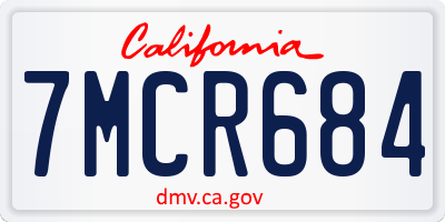 CA license plate 7MCR684