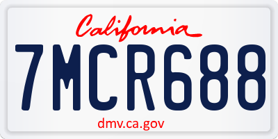 CA license plate 7MCR688