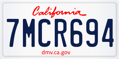 CA license plate 7MCR694