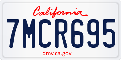 CA license plate 7MCR695