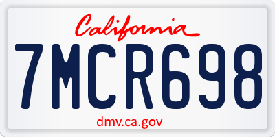 CA license plate 7MCR698
