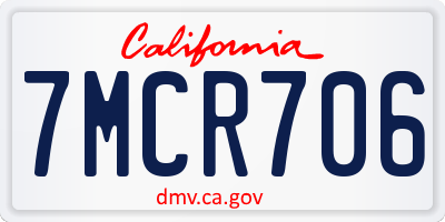 CA license plate 7MCR706