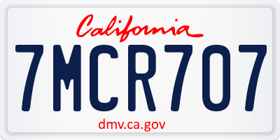 CA license plate 7MCR707