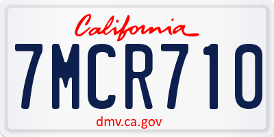 CA license plate 7MCR710
