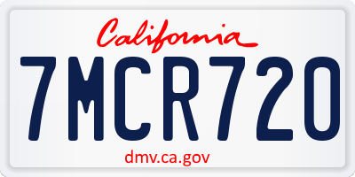 CA license plate 7MCR720