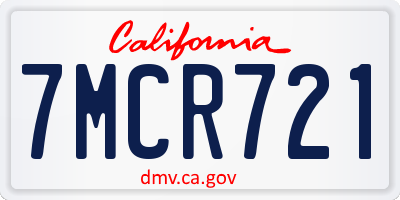 CA license plate 7MCR721