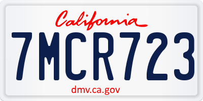 CA license plate 7MCR723