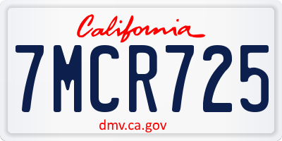 CA license plate 7MCR725