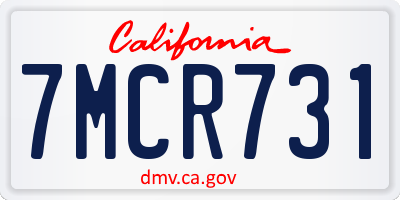 CA license plate 7MCR731