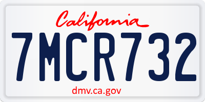 CA license plate 7MCR732