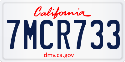 CA license plate 7MCR733