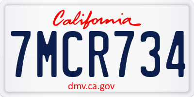 CA license plate 7MCR734