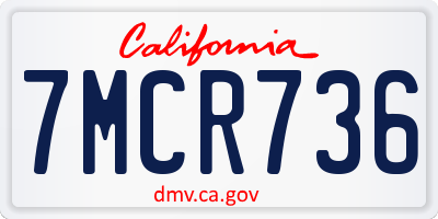 CA license plate 7MCR736