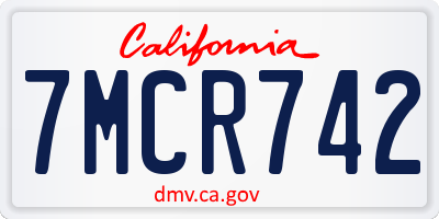 CA license plate 7MCR742
