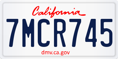 CA license plate 7MCR745