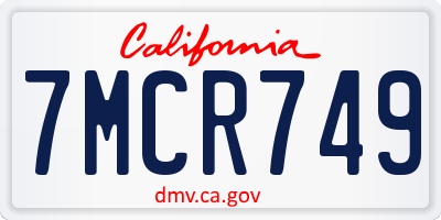 CA license plate 7MCR749